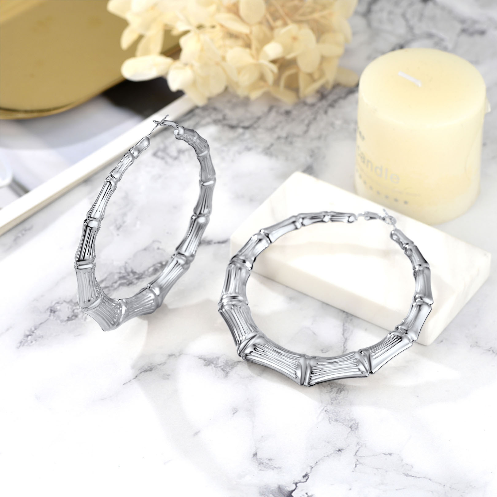 Bamboo Gold Plated Hoop Earrings