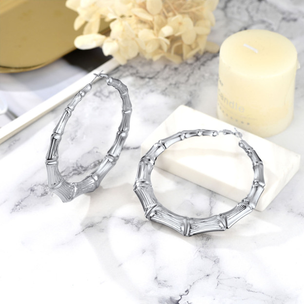 Bamboo Gold Plated Hoop Earrings
