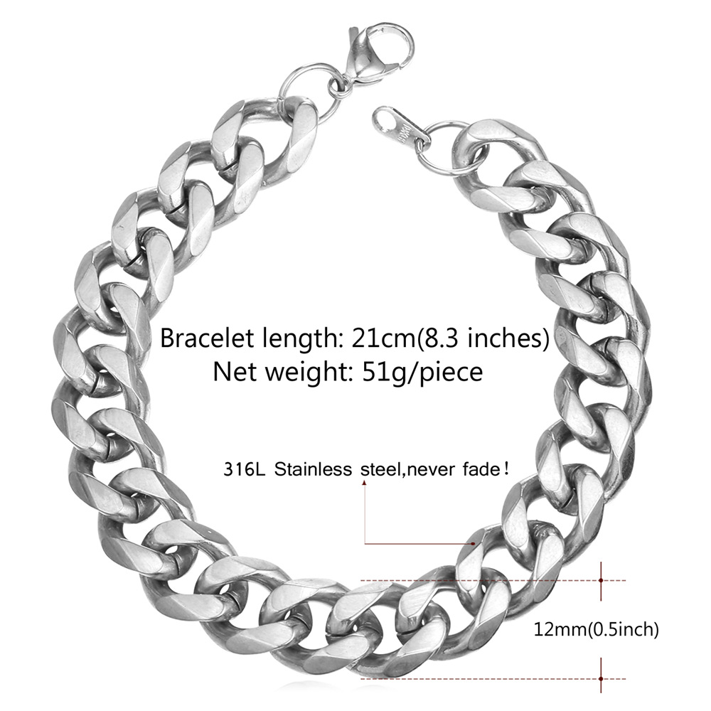 Stainless Steel Cuban Link Bracelet for Men SIZE Guide