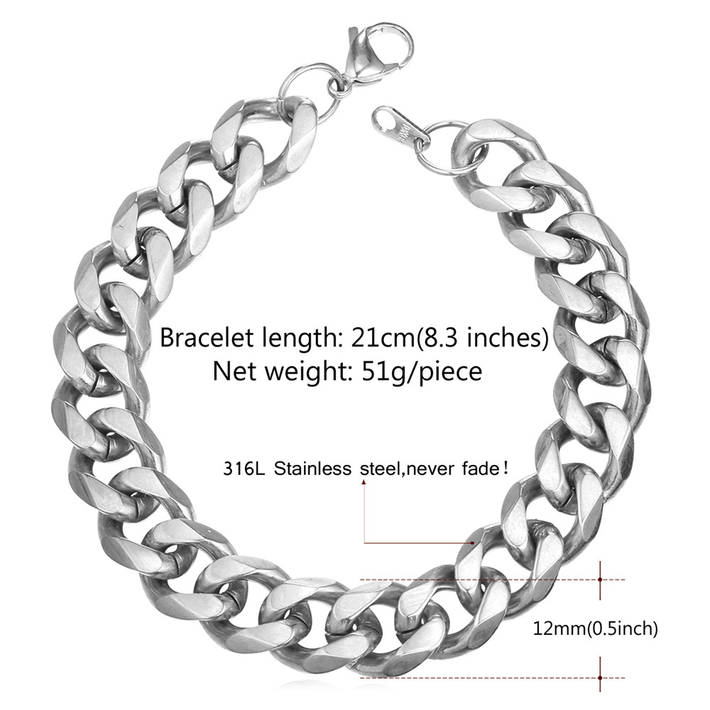 Stainless Steel Cuban Link Bracelet for Men SIZE Guide