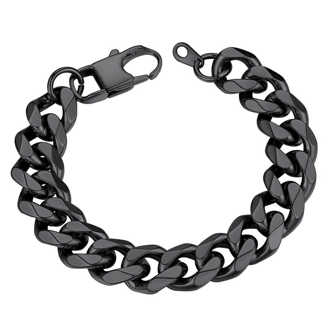 Black Stainless Steel Cuban Link Bracelet for Men