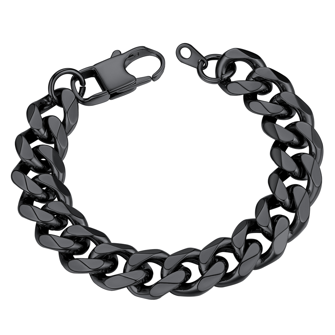 Black Stainless Steel Cuban Link Bracelet for Men