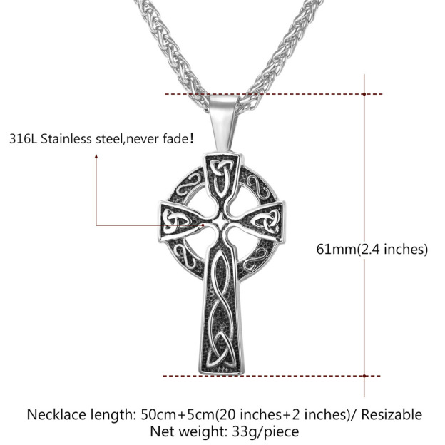 Celtic Knot Pendant Cross Scottish Necklace
