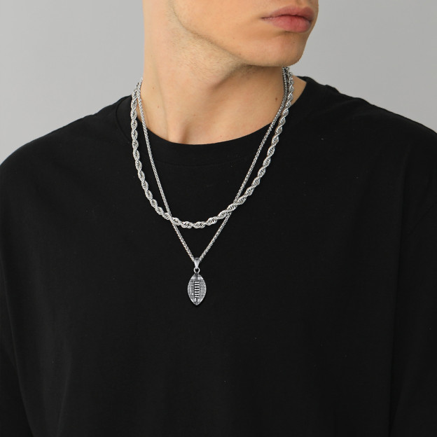 Soccer Ball Chain Necklace Steel Sports Jewelry