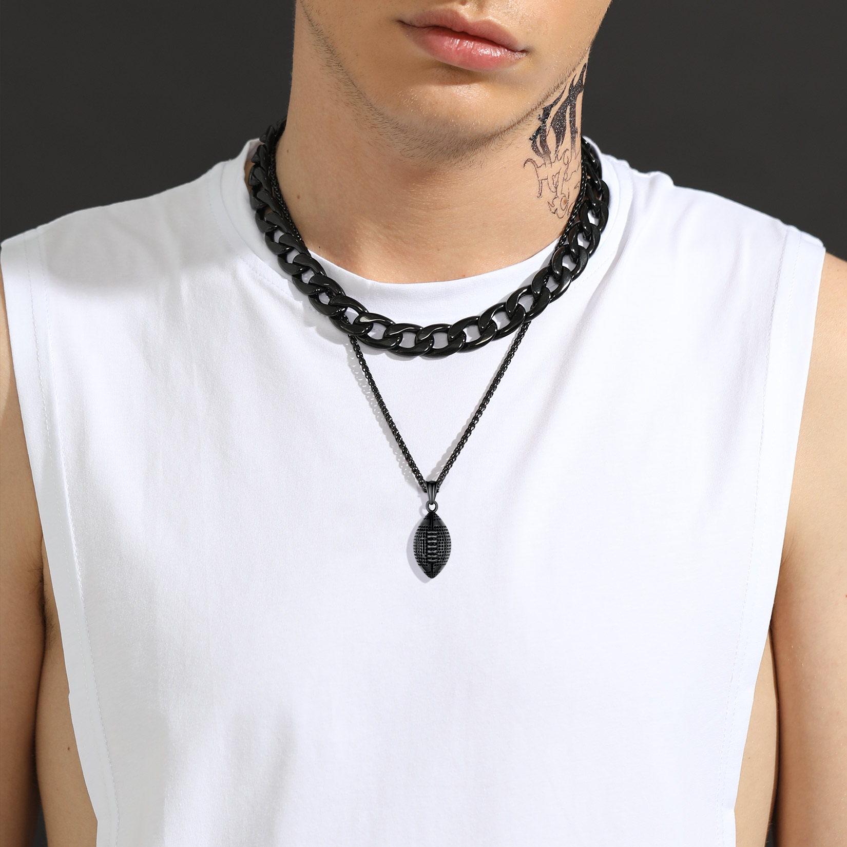 Soccer Ball Chain Necklace Steel Sports Jewelry
