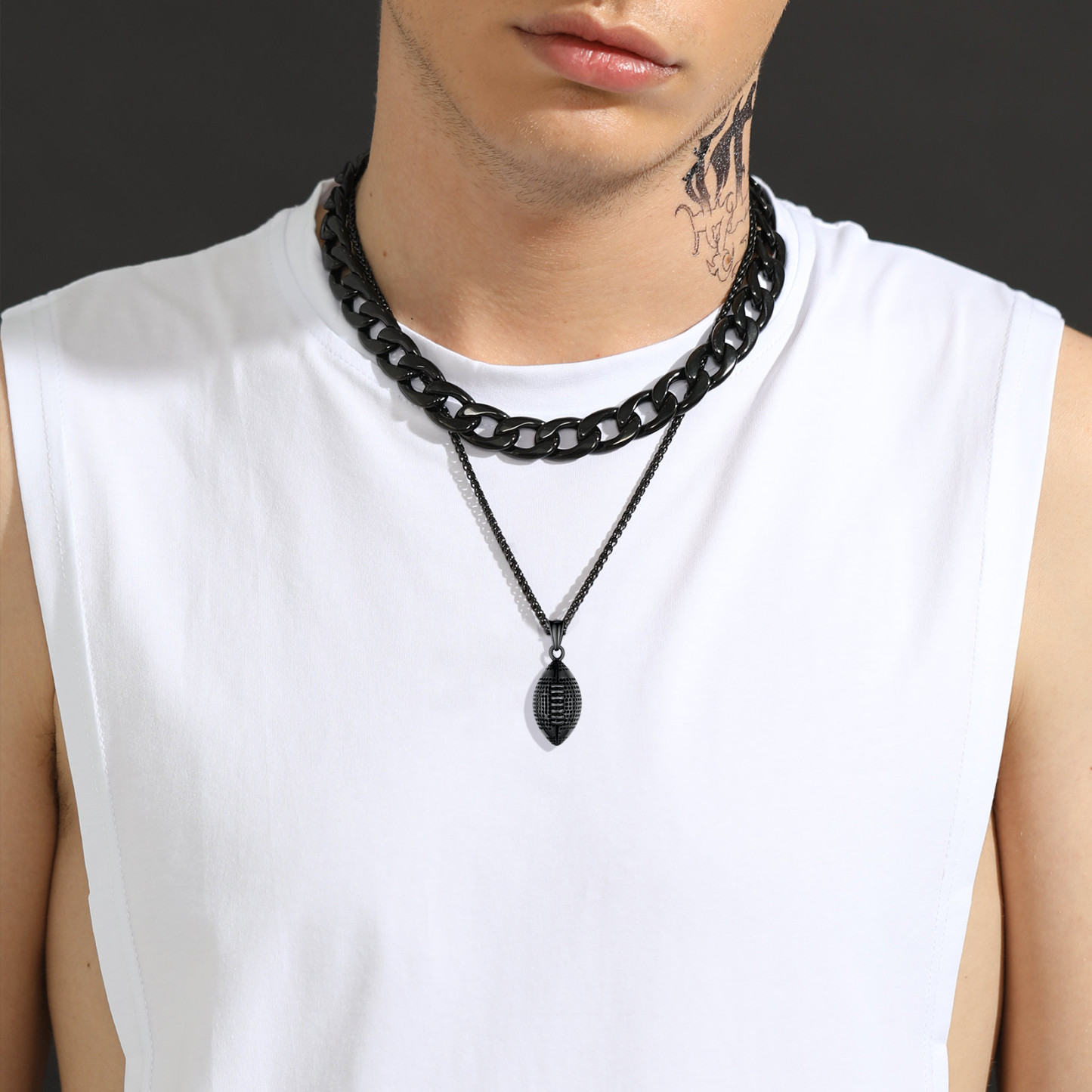 Soccer Ball Chain Necklace Steel Sports Jewelry