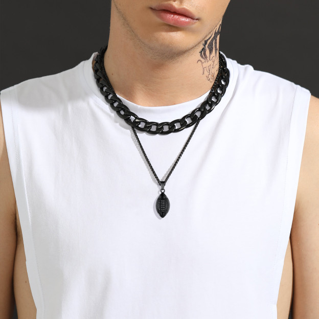Soccer Ball Chain Necklace Steel Sports Jewelry