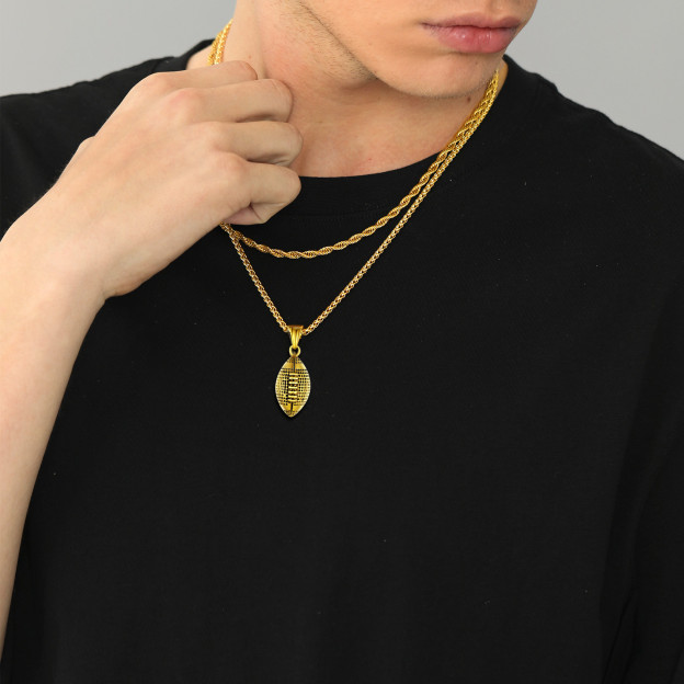 Soccer Ball Chain Necklace Steel Sports Jewelry