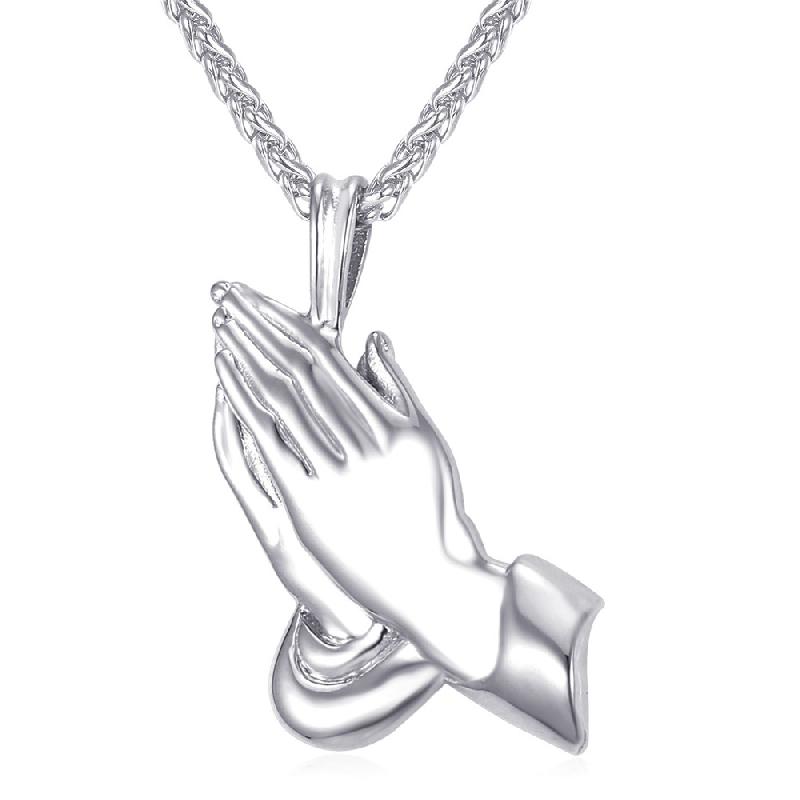 Prayer Hands Stainless Steel Necklace for Men