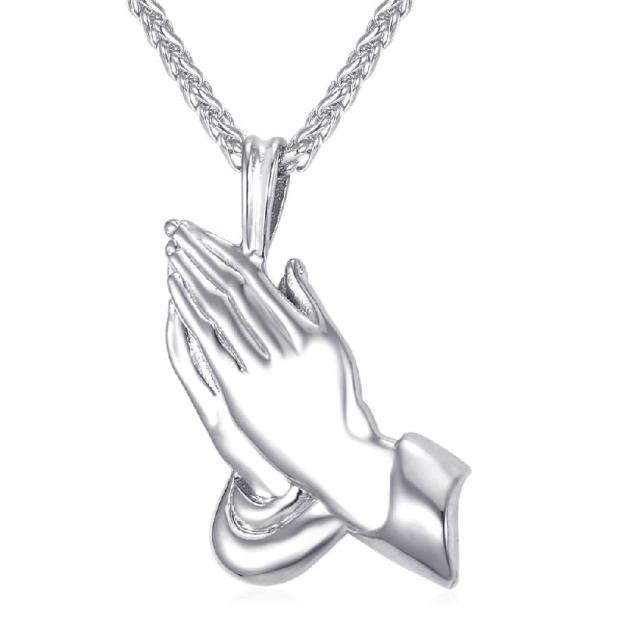 Prayer Hands Stainless Steel Necklace for Men