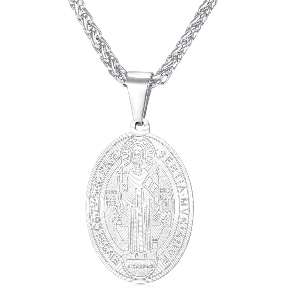 St Benedict Medal Design Stainless Steel Necklace Chain
