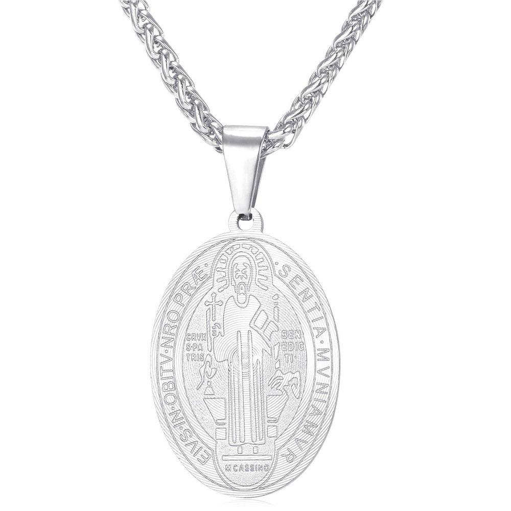 St Benedict Medal Design Stainless Steel Necklace Chain
