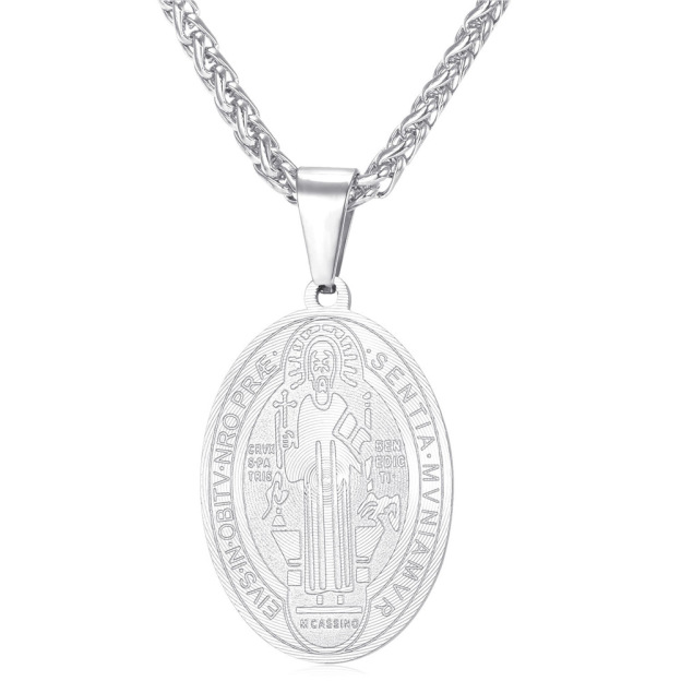 St Benedict Medal Design Stainless Steel Necklace Chain