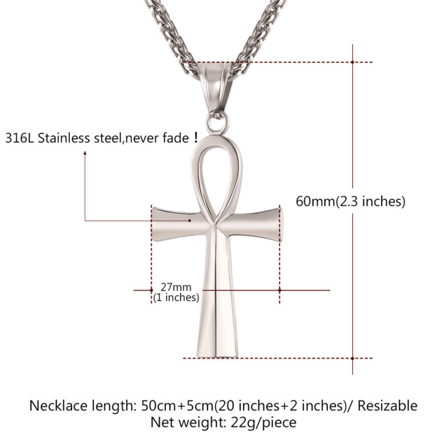 Ankh Cross Necklace for Women size guide