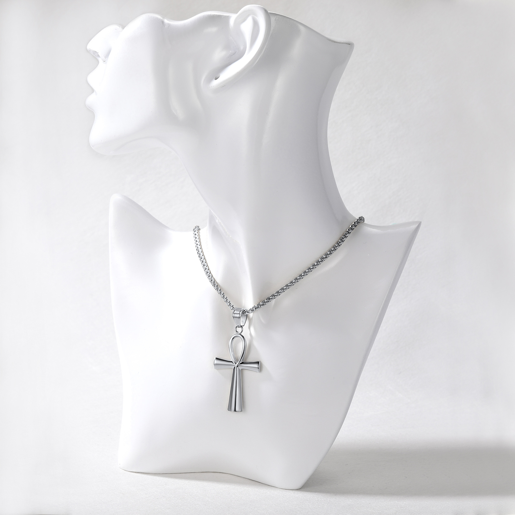  Ankh Necklace on Mannequin Egyptian Key to Life Pendant