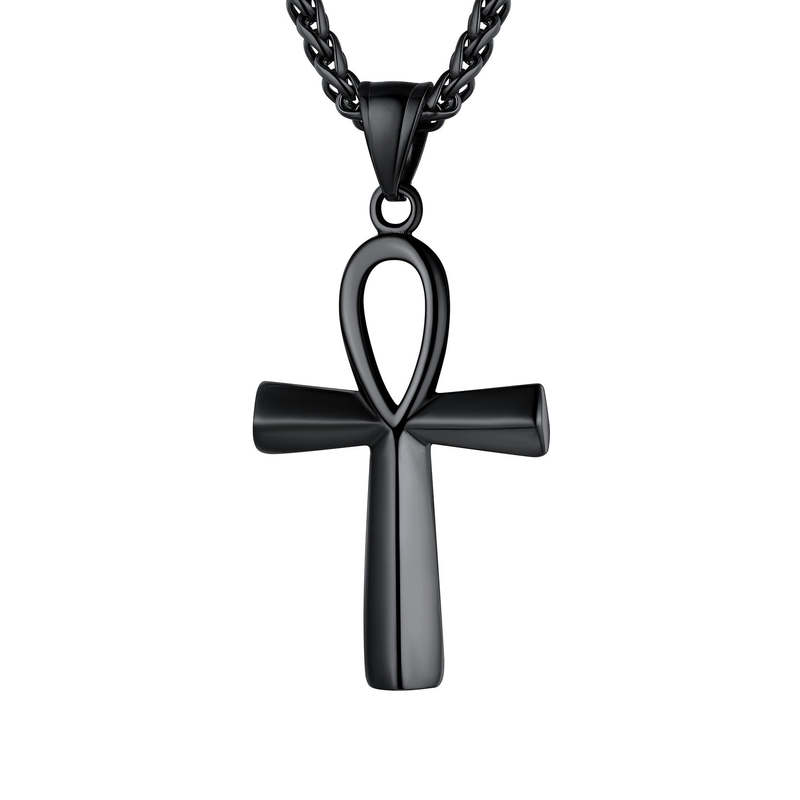 Black Ankh Cross Necklace Minimalist Egyptian Mythology Jewelry