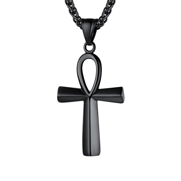 Black Ankh Cross Necklace Minimalist Egyptian Mythology Jewelry