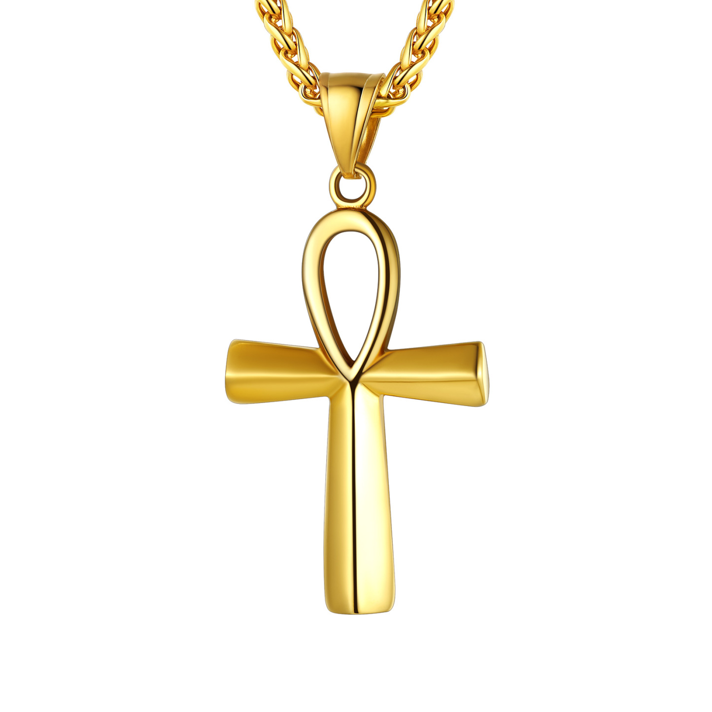 Gold Ankh Cross Necklace Minimalist Egyptian Mythology Jewelry