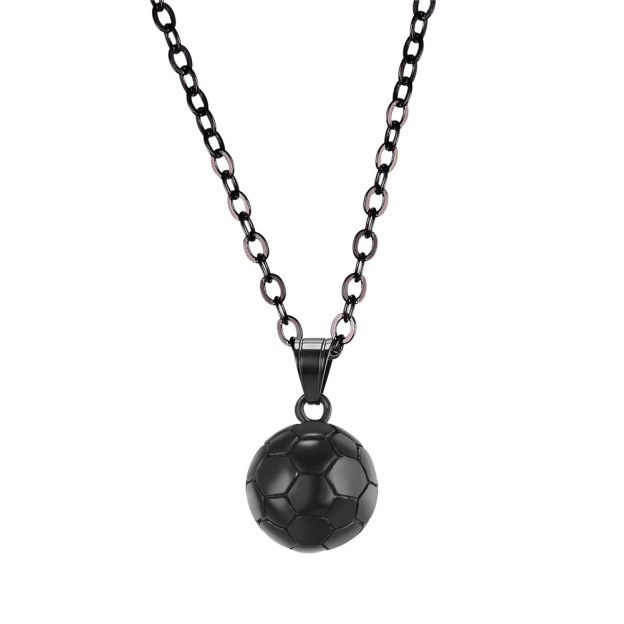 Black Soccer Football Necklaces Pendant Chain