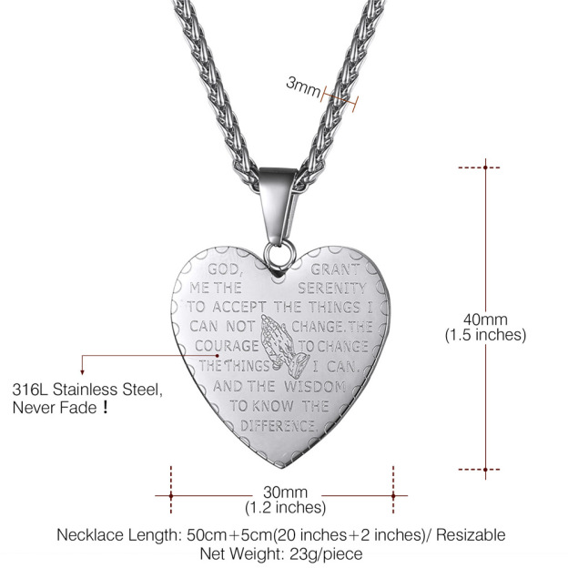 Religious Bible Verse Necklaces size guide