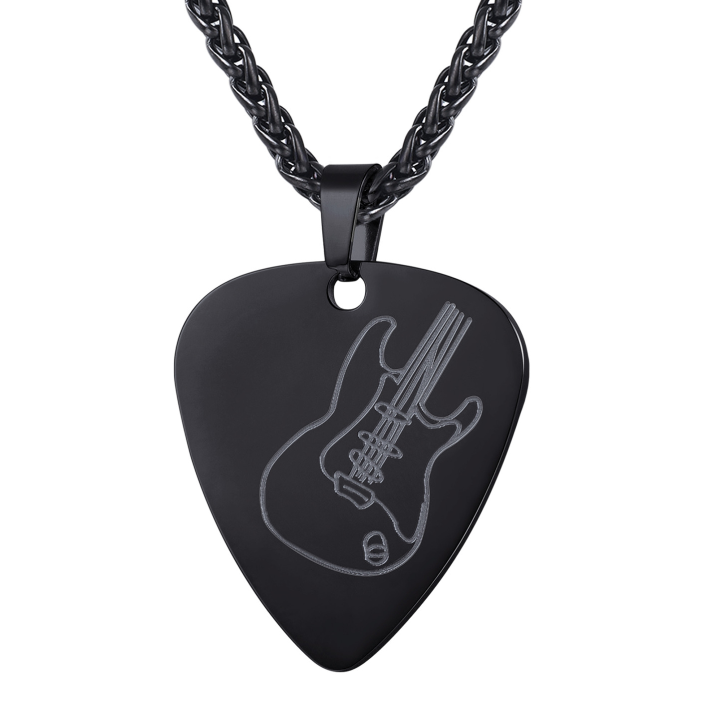 Black Guitar Pick Necklace Jewelry