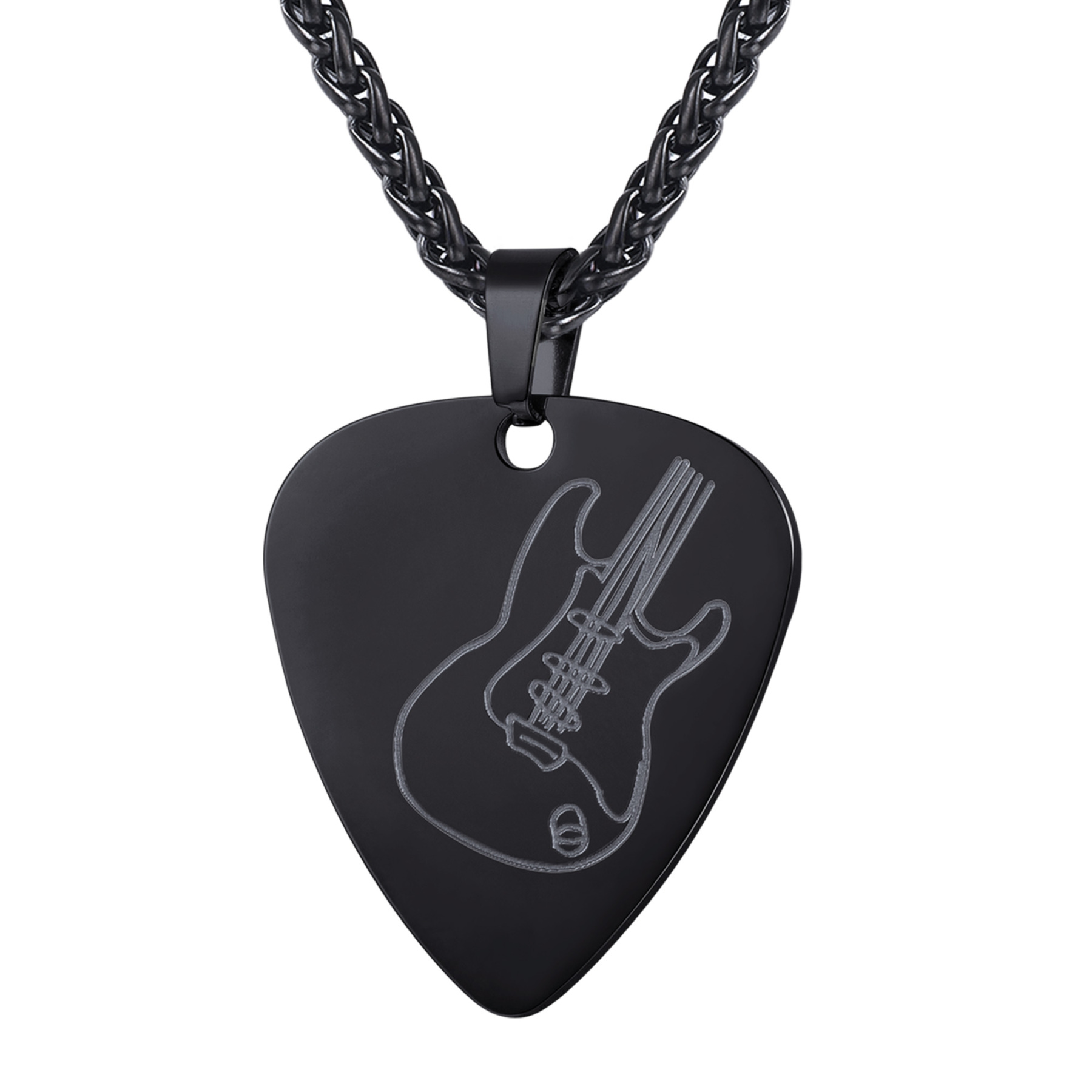 Black Guitar Pick Necklace Jewelry