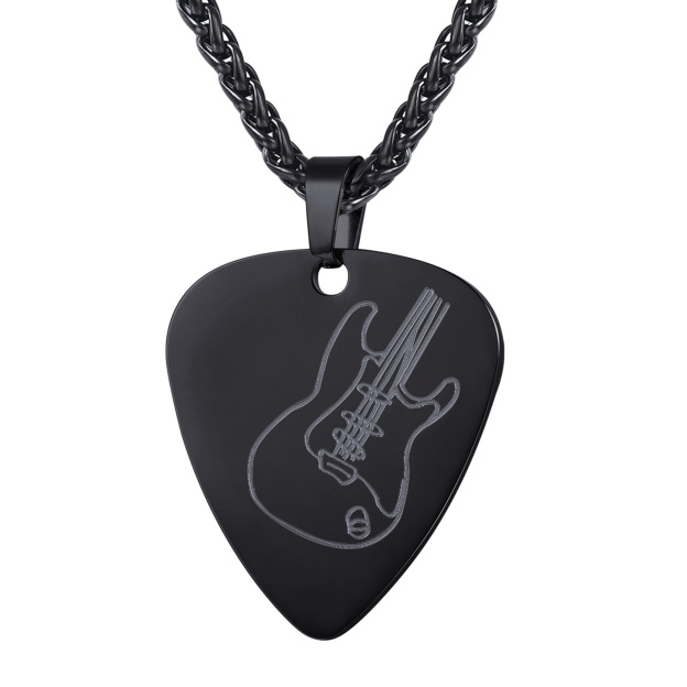 Black Guitar Pick Necklace Jewelry