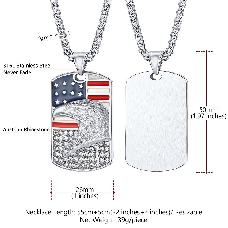 American Flag Eagle Dogtag Necklace