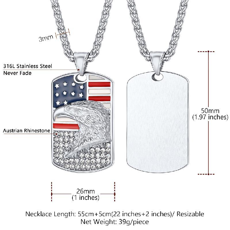 American Flag Eagle Dogtag Necklace