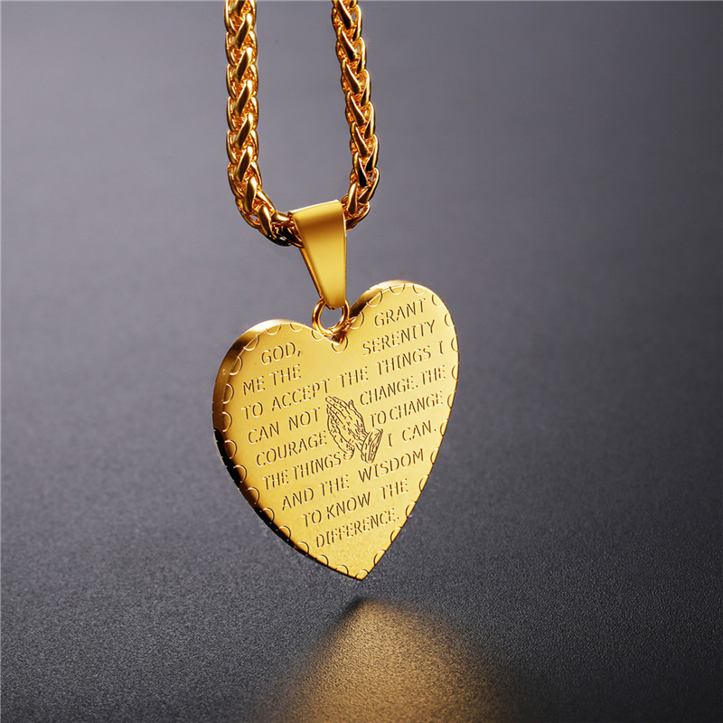  Gold Lord's Prayer Heart Pendant Close-Up 