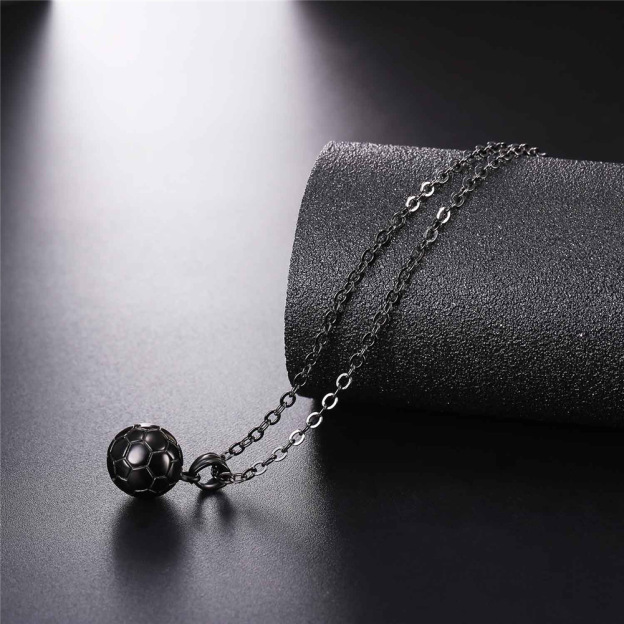 Black Soccer Football Necklaces Pendant Chain