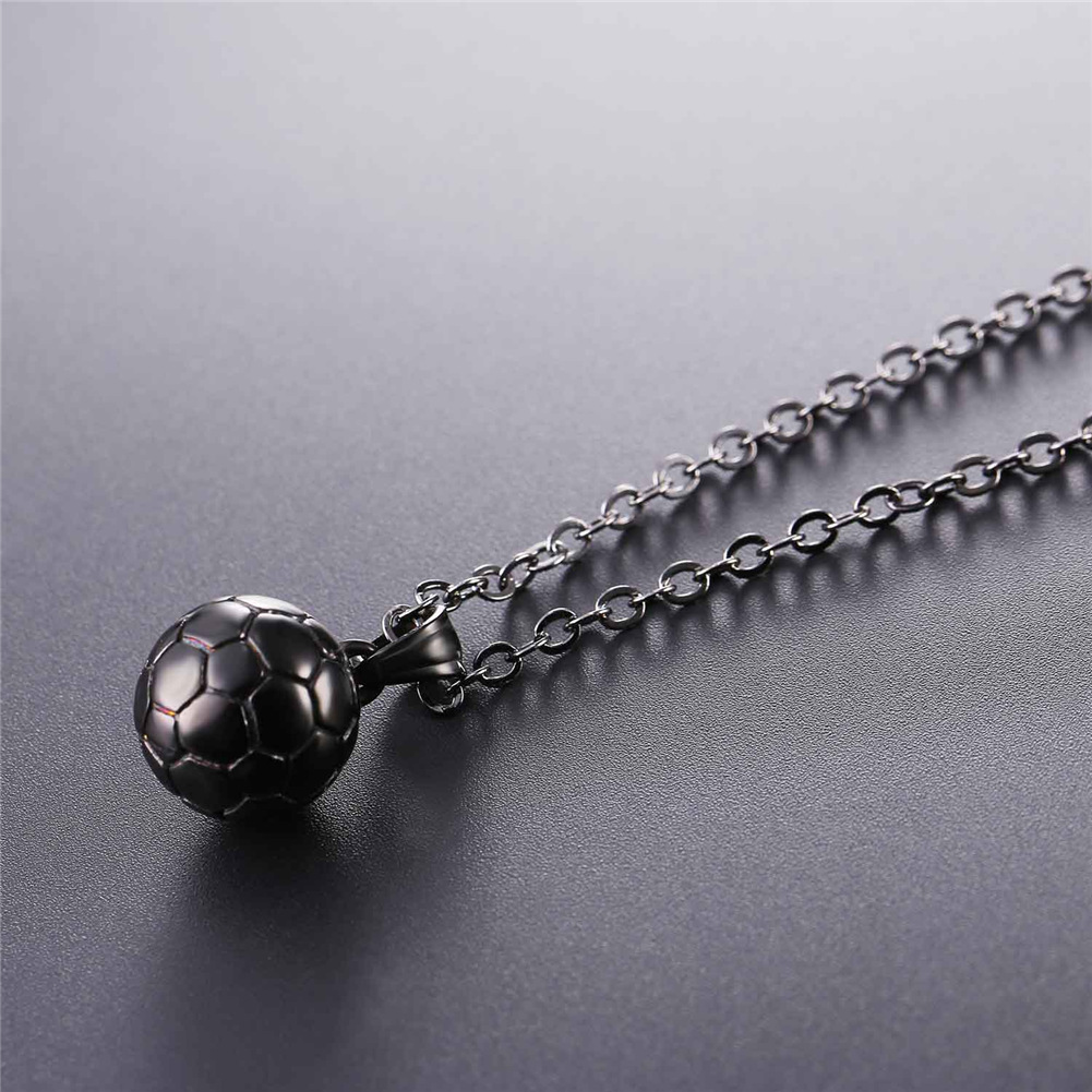 Black Soccer Football Necklaces Pendant Chain