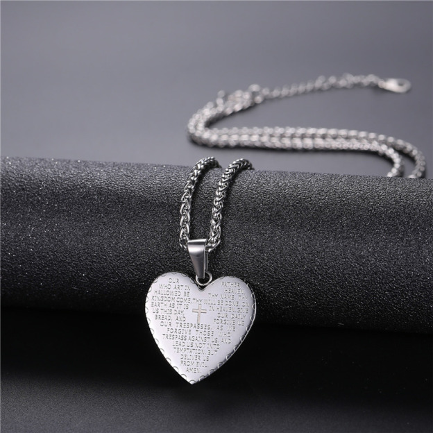  Lord's Prayer Heart Pendant Close-Up 