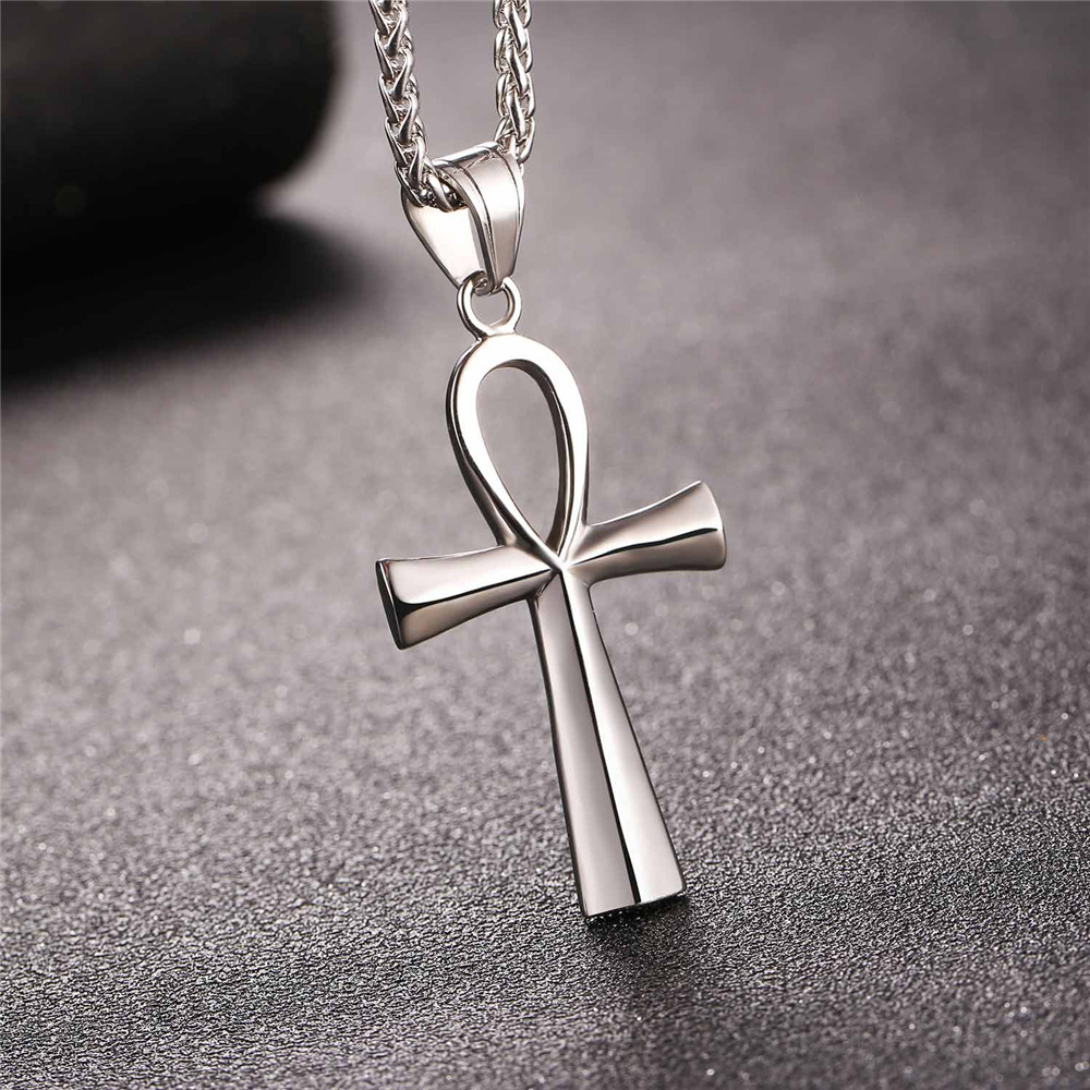 Ankh Cross Necklace on Dark Background Egyptian Charm