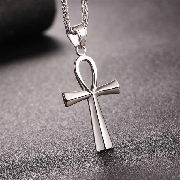 Ankh Cross Necklace on Dark Background Egyptian Charm