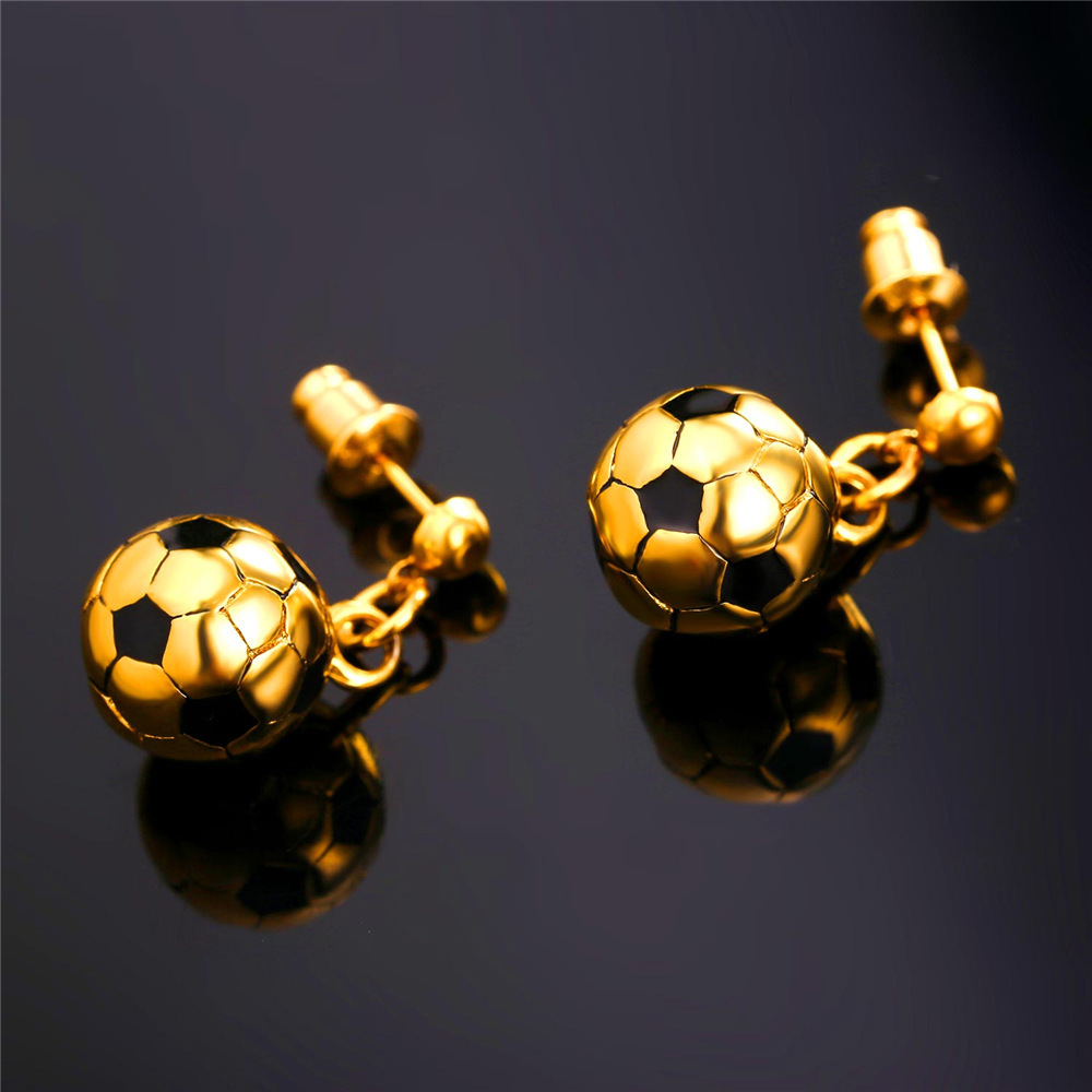 Stainless Steel Soccer Drop Earrings for Women