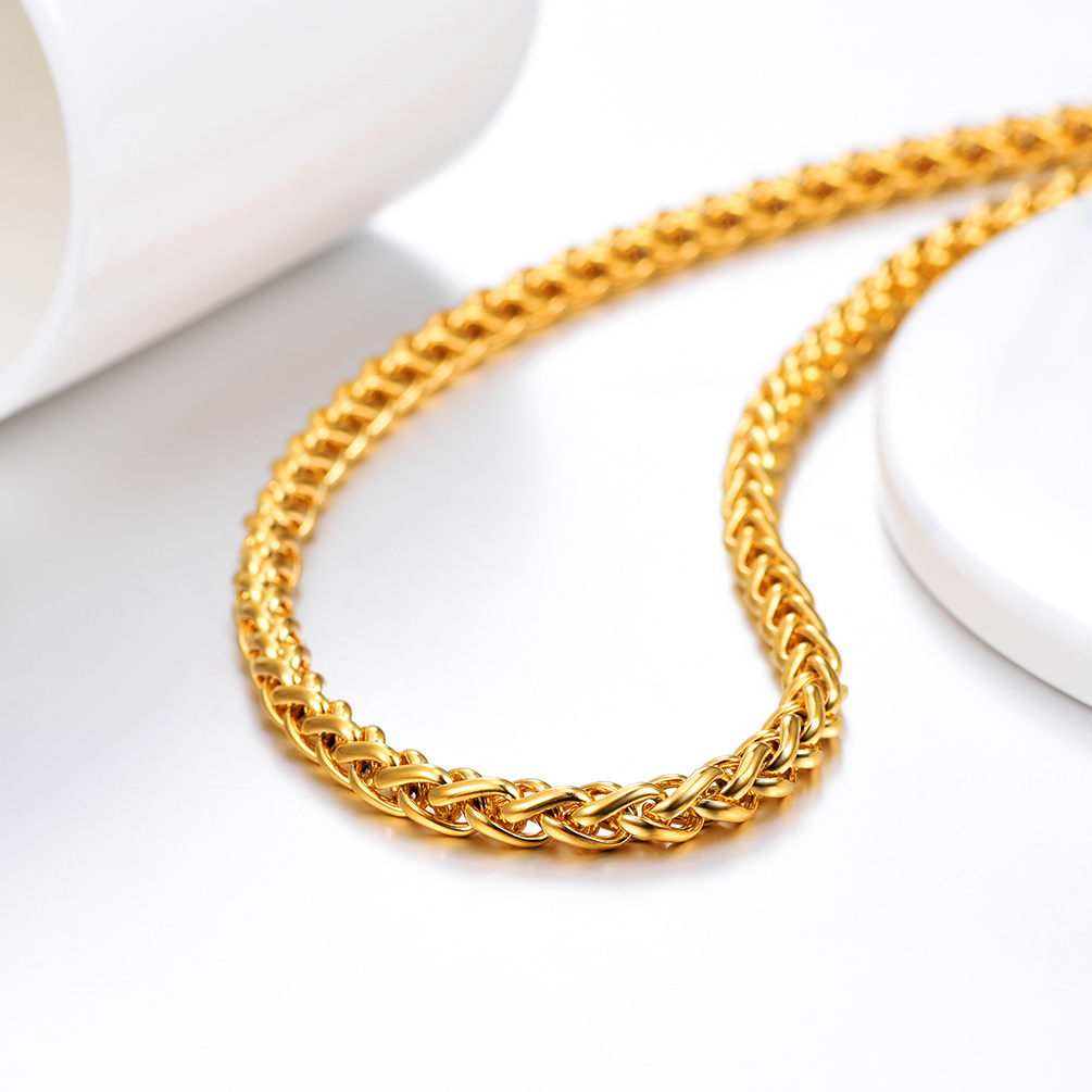 Gold wheat chain necklace stainless steel