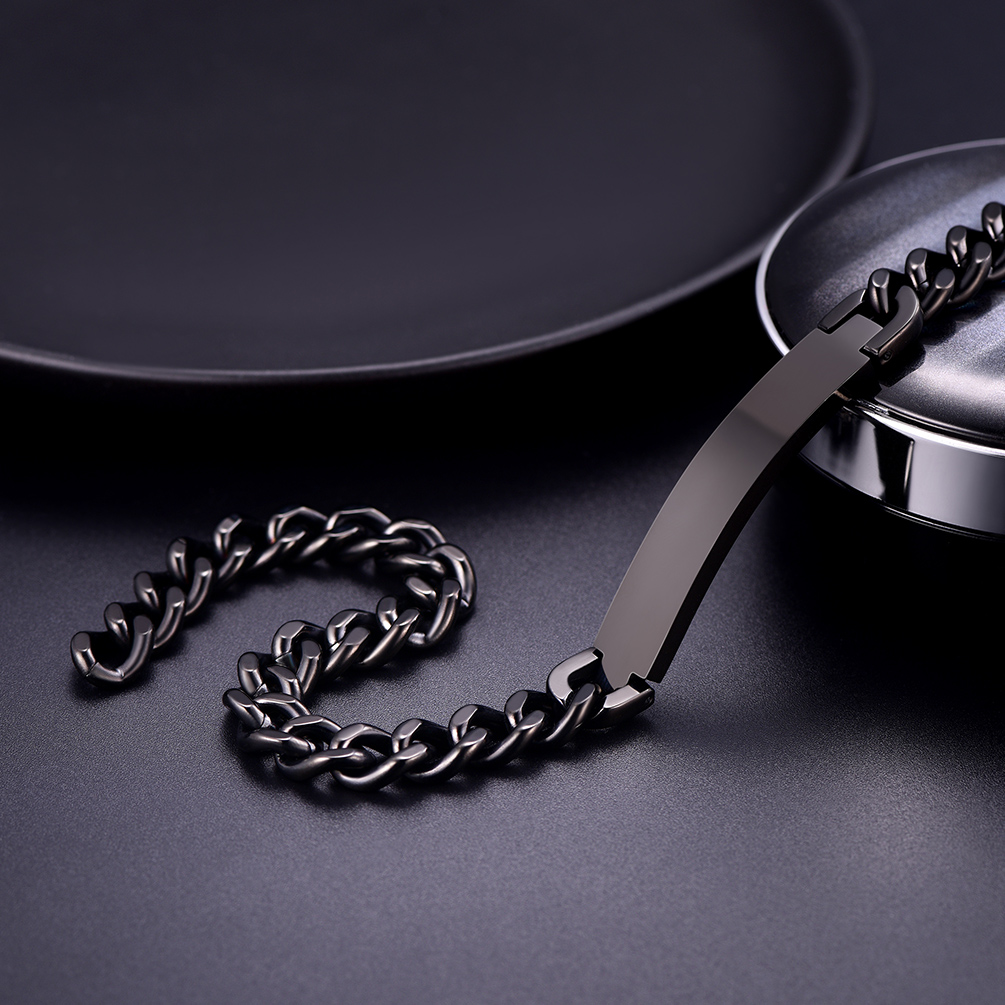 Black stainless steel choker necklace detail