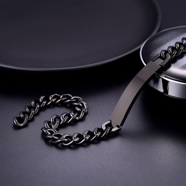 Black stainless steel choker necklace detail