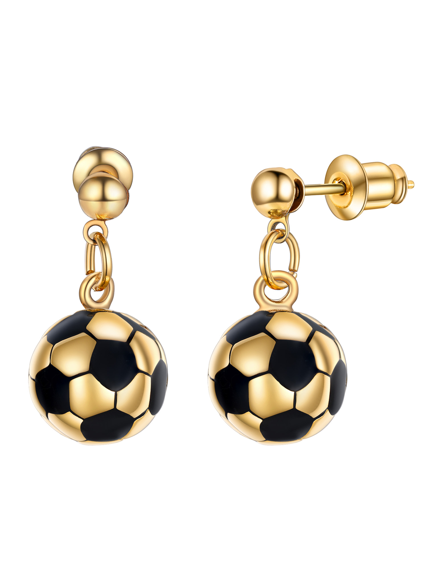 Stainless Steel Soccer Drop Earrings for Women