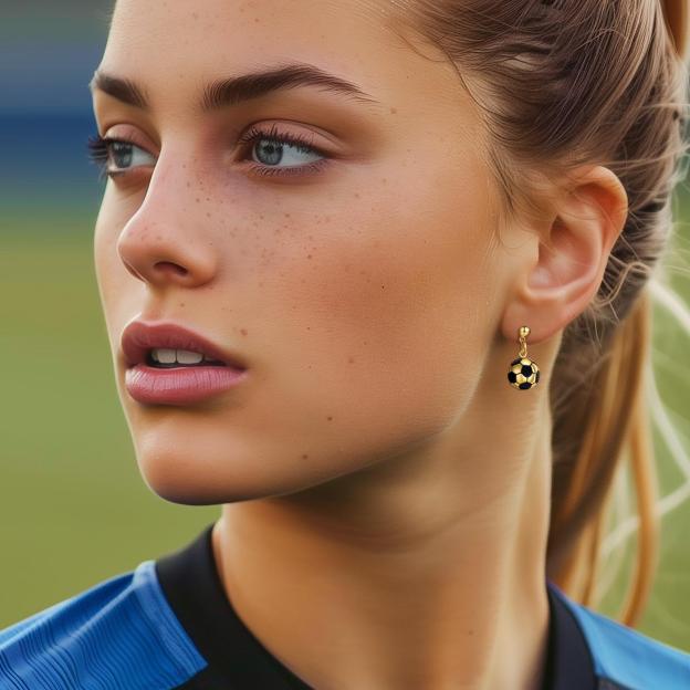Stainless Steel Soccer Drop Earrings for Women