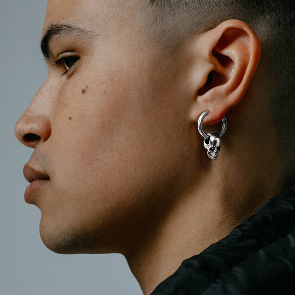 Pierced Skull Dangle Earrings