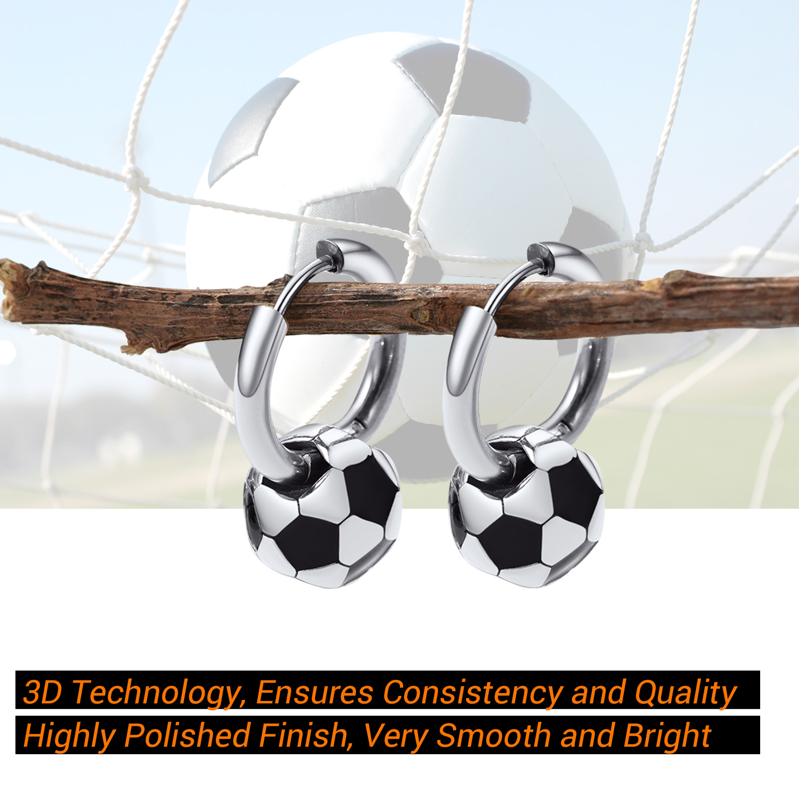 Hypoallergenic Soccer Ball Earrings