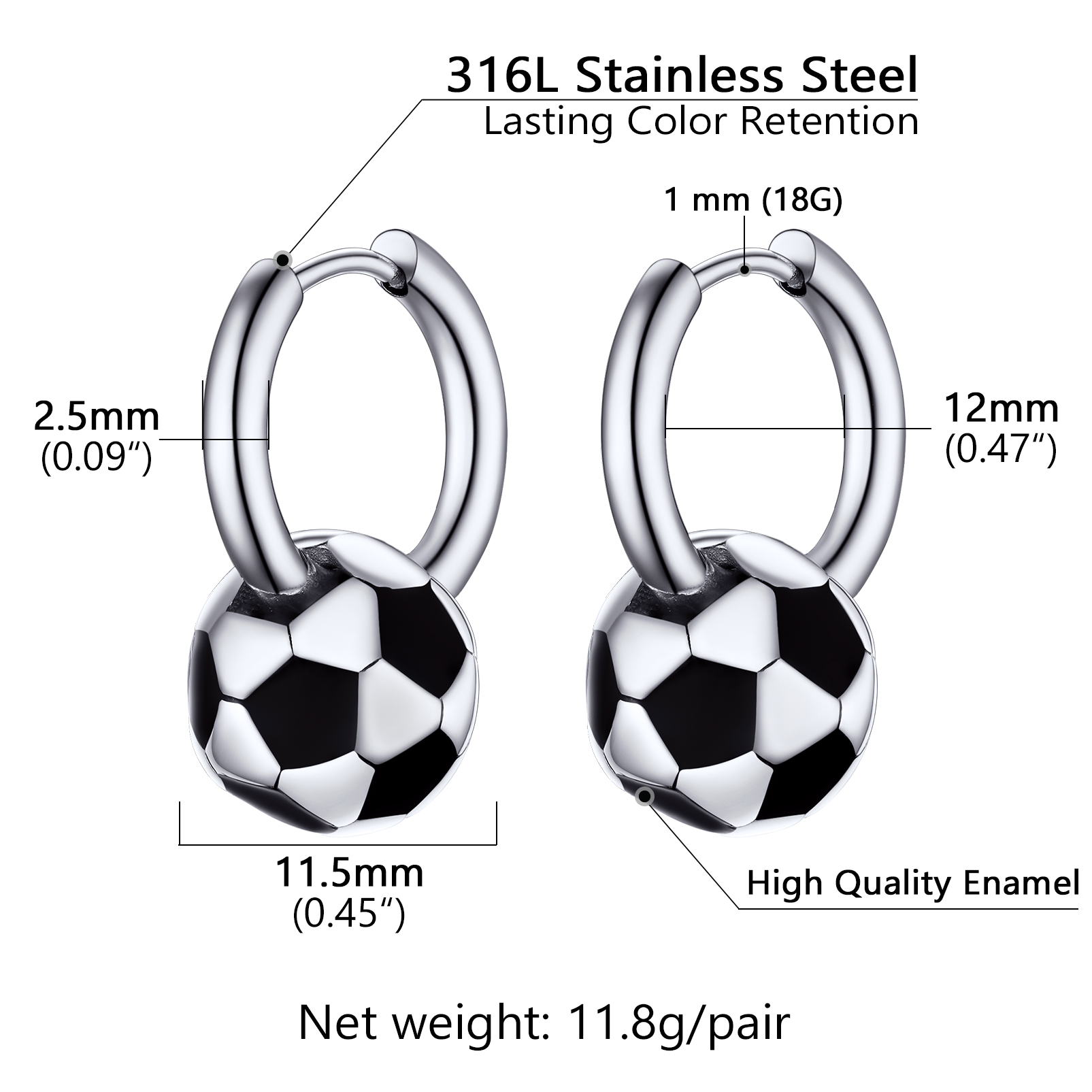 Hypoallergenic Soccer Ball Earrings