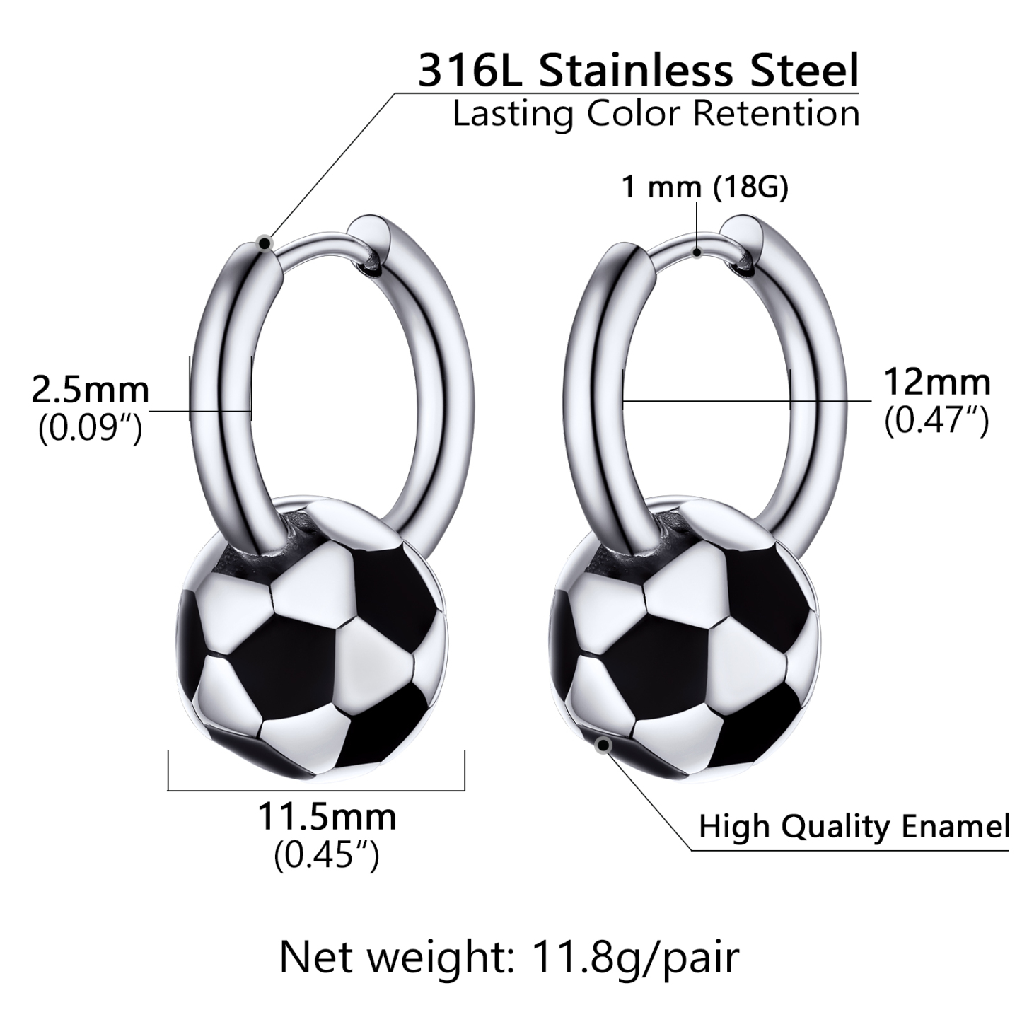Hypoallergenic Soccer Ball Earrings