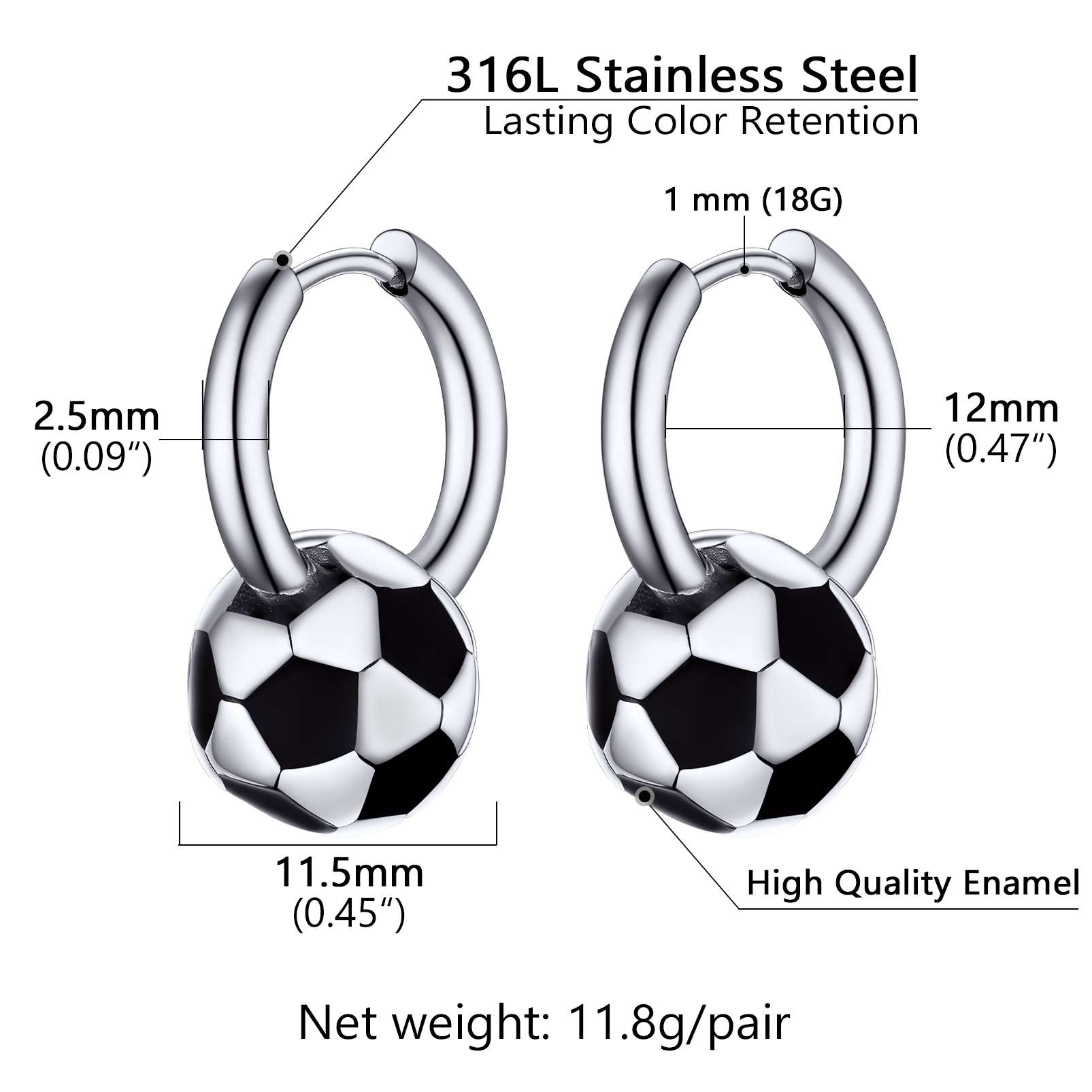 Hypoallergenic Soccer Ball Earrings