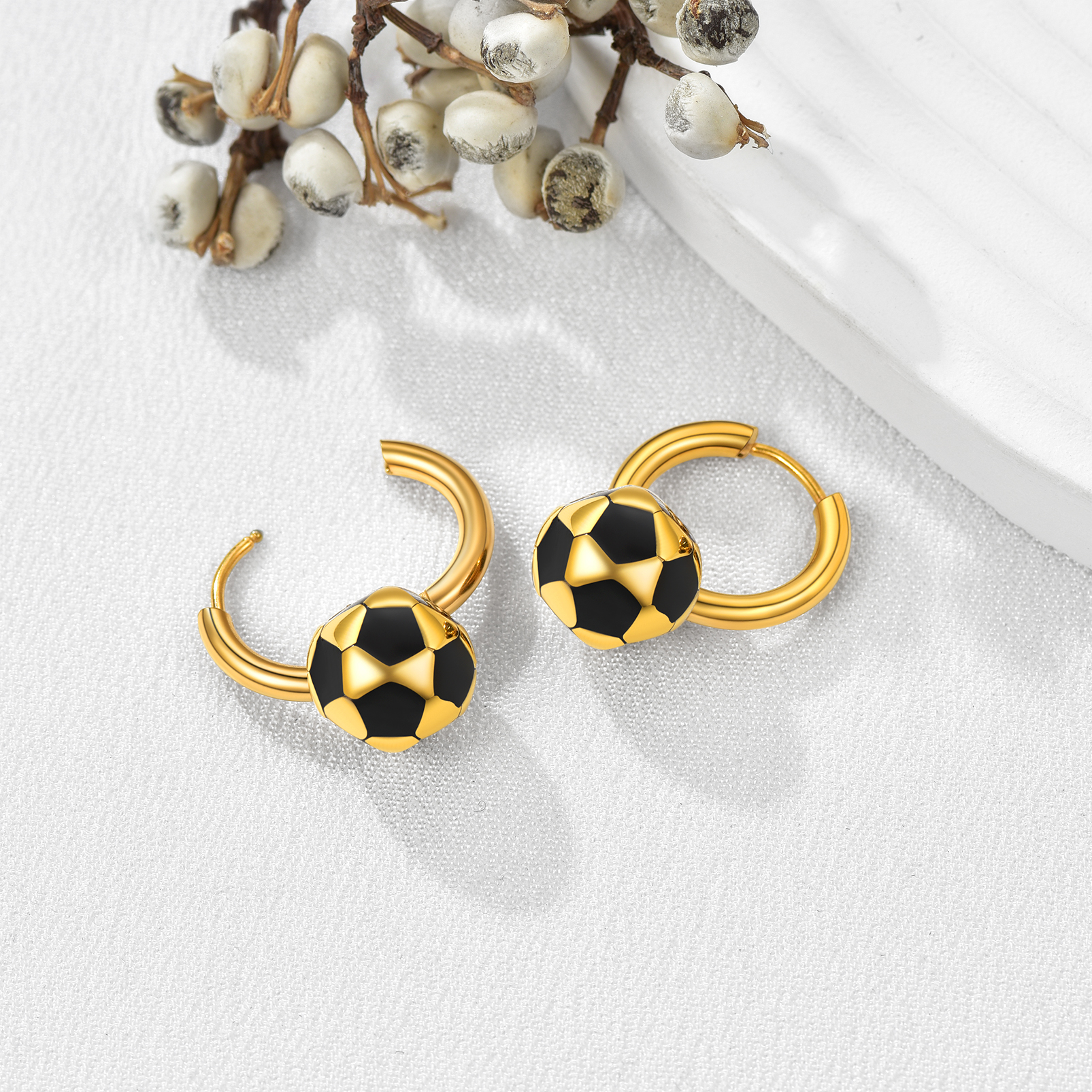Hypoallergenic Soccer Ball Earrings