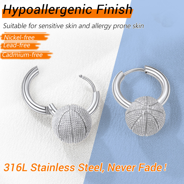 Gold Plated Men's Basketball Earrings