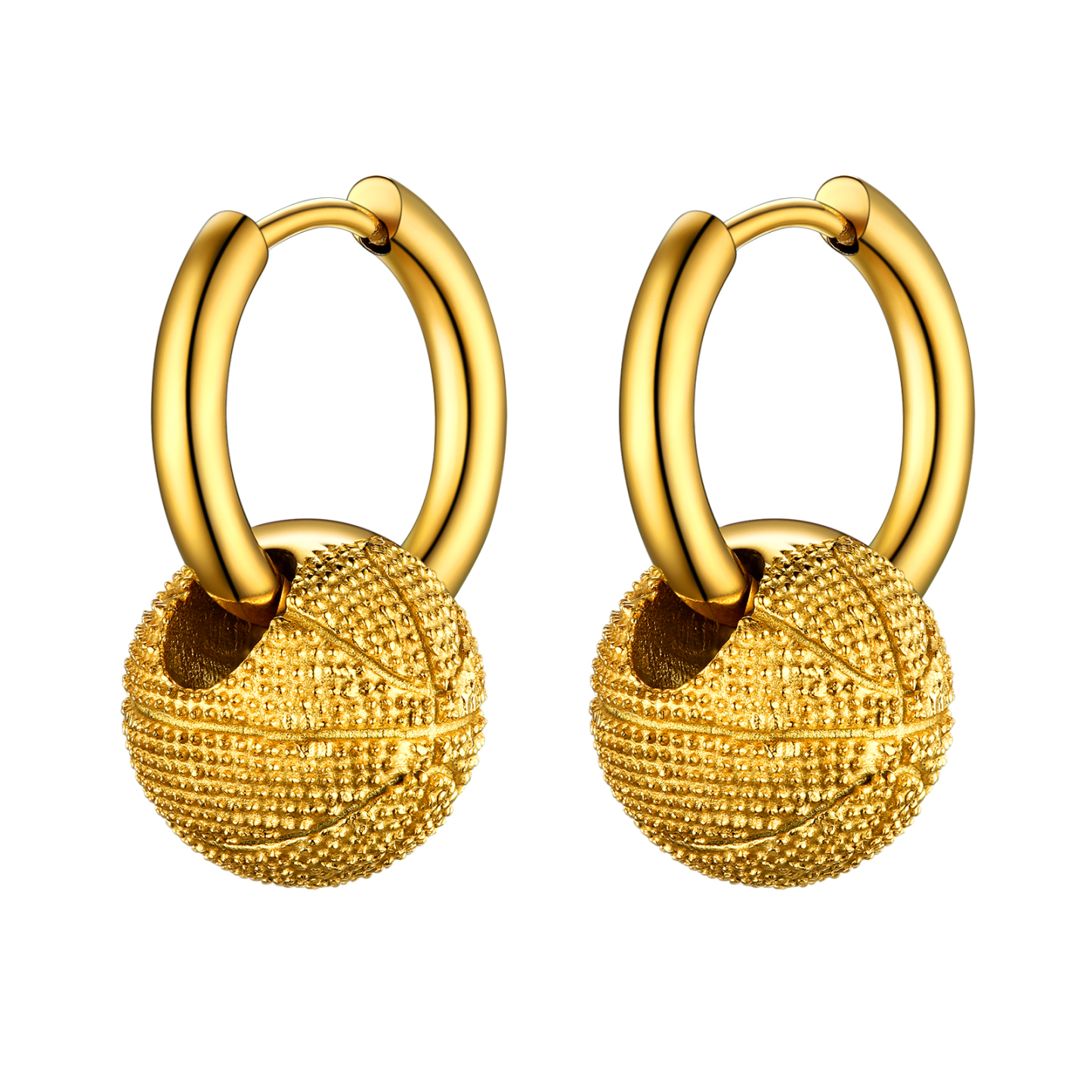 Gold Plated Men's Basketball Earrings