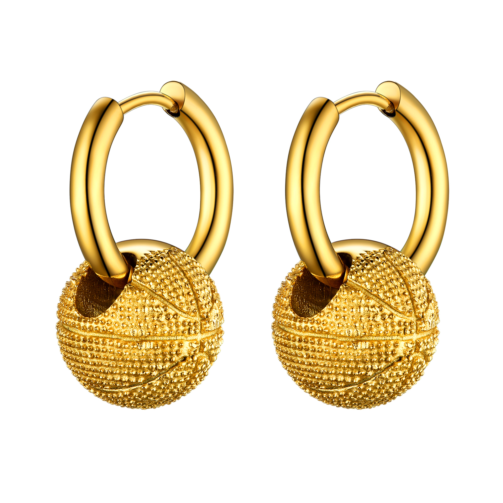 Gold Plated Men's Basketball Earrings